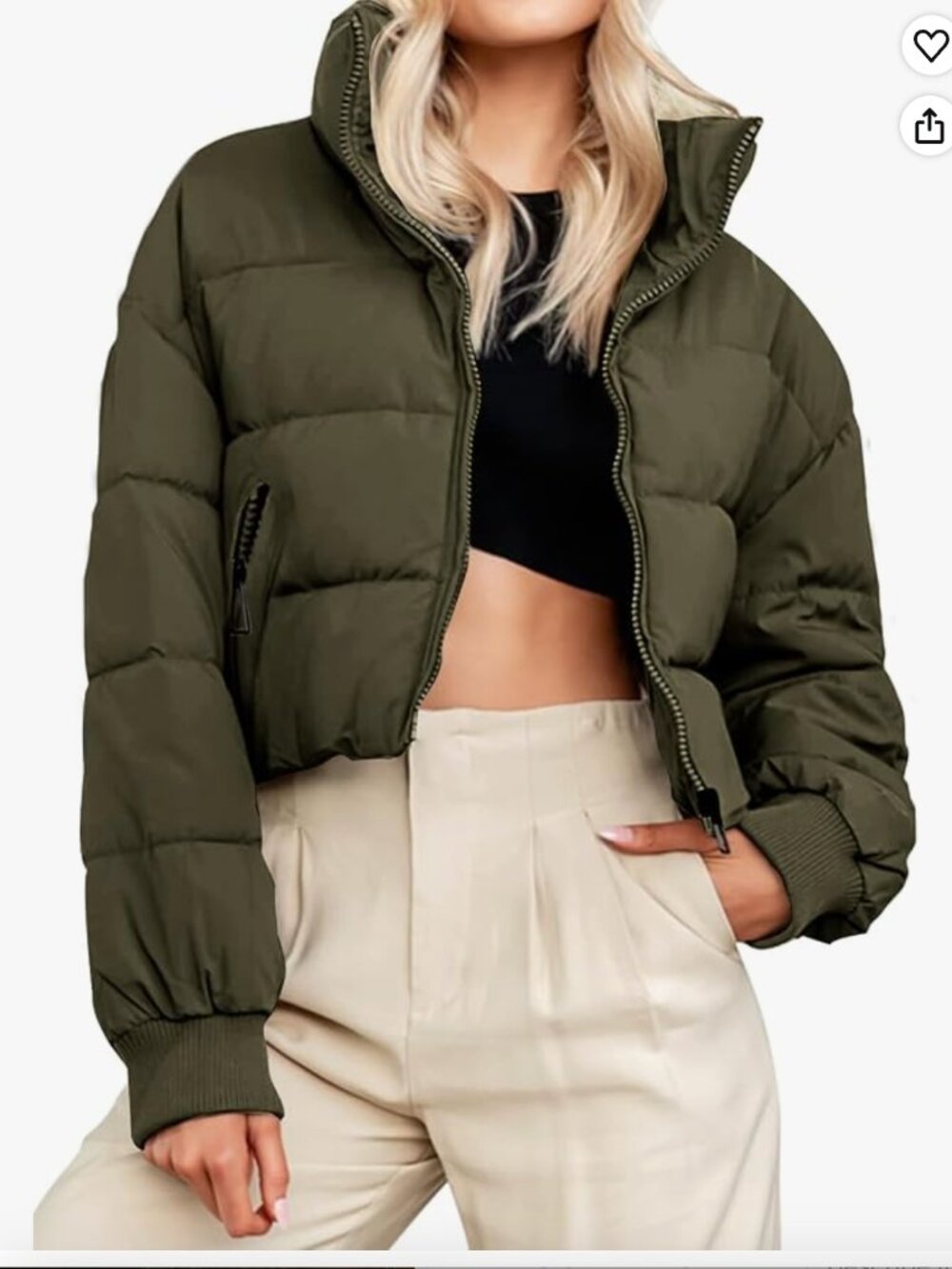 MEROKEETY Women's Winter Cropped Puffer Jacket